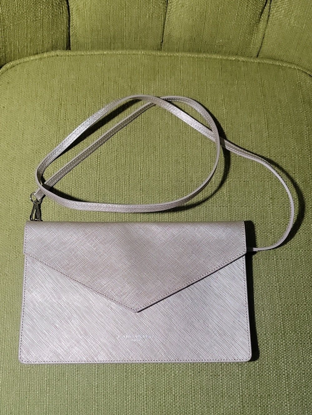 Lancaster Saffiano Envelope Crossbody Bag in Light Gold Unbranded